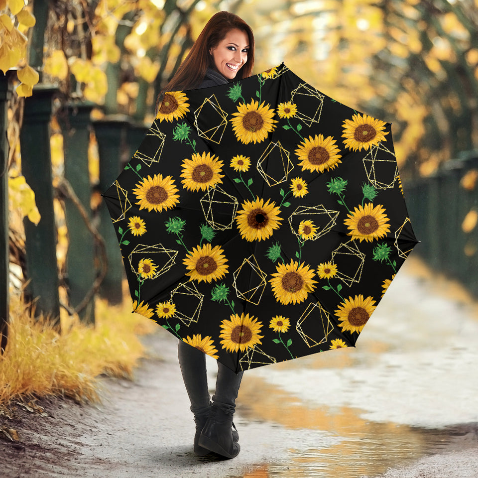 Sunflower Golden Polygonal Shapes Umbrella