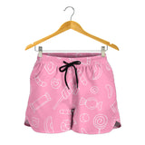 Sweet Candy Pink Background Women Shorts