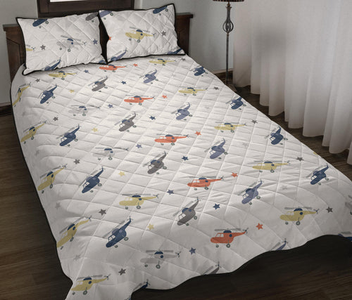 Cute helicopter star pattern Quilt Bed Set
