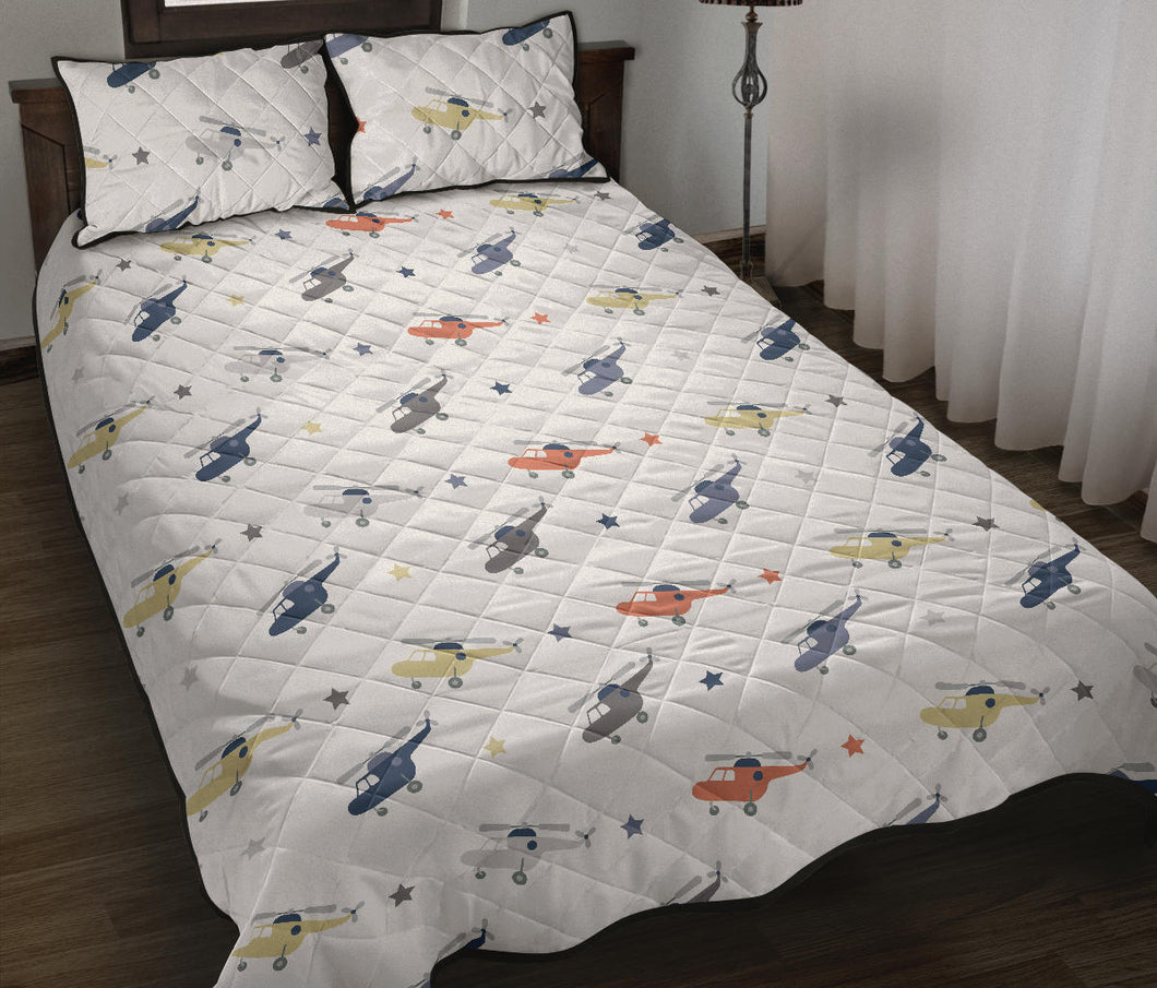 Cute helicopter star pattern Quilt Bed Set
