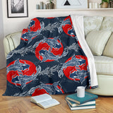 Koi Fish Carp Fishs Hand Drawn Japanese Art Premium Blanket