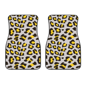 Gray Leopard Print Pattern Front Car Mats