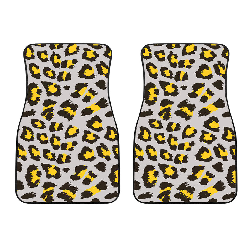 Gray Leopard Print Pattern Front Car Mats