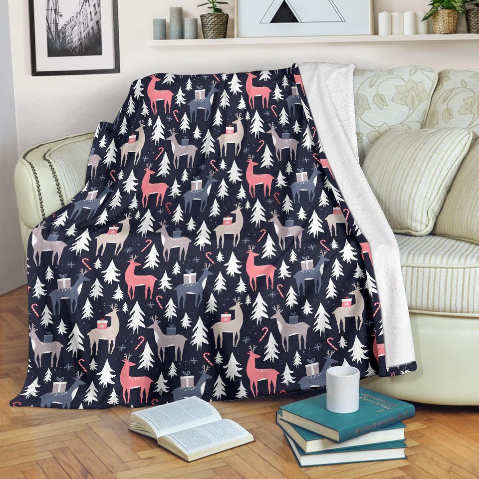 Deers Winter Christmas Pattern Premium Blanket