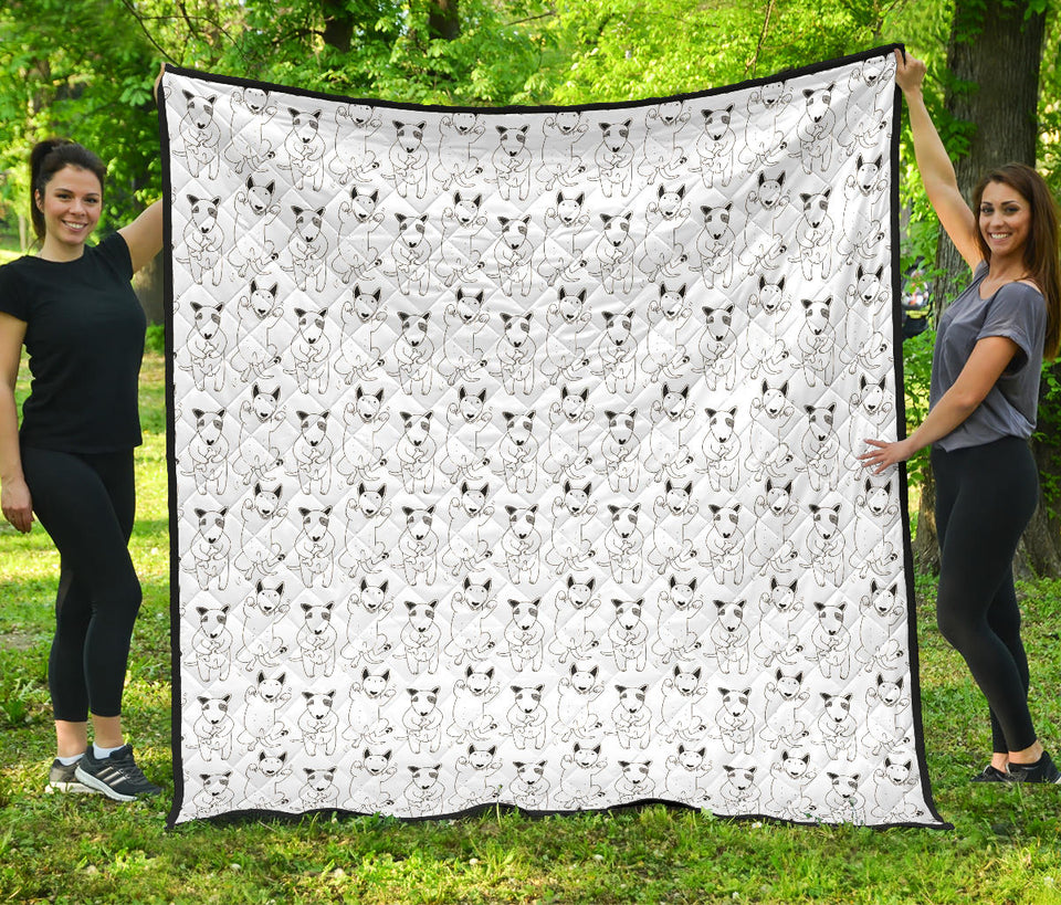 Bull Terrier Pattern Print Design 02 Premium Quilt