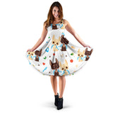 Cute Chihuahua Dog Pattern Sleeveless Midi Dress