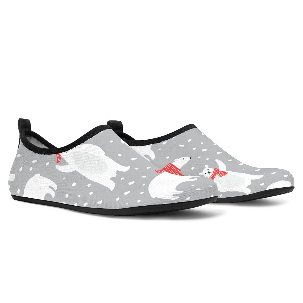 Cute Polar Bear Christmas Snow Pattern Aqua Shoes