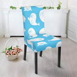 Cute White Sea Lion Seals Pattern Dining Chair Slipcover