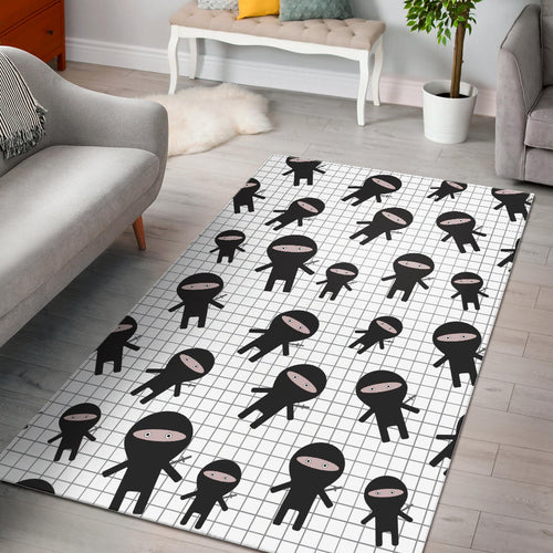 Ninja Pattern Plaid Background Area Rug