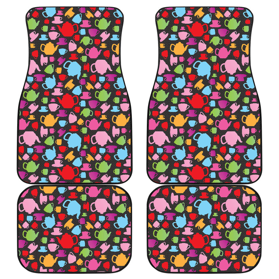 Tea pots Pattern Print Design 01 Front and Back Car Mats