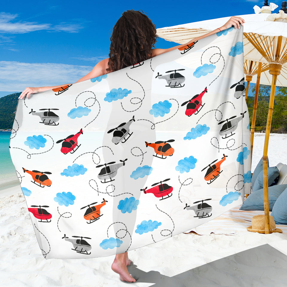 Watercolor Helicopter Cloud Pattern Sarong