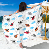 Watercolor Helicopter Cloud Pattern Sarong