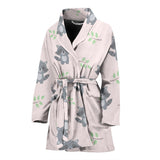 Cute Raccoons Leaves Pattern Women'S Bathrobe