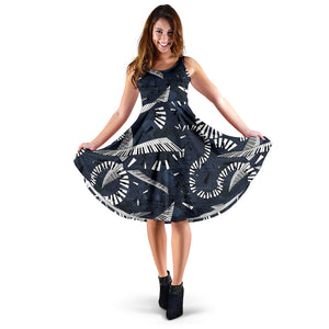 Piano Pattern Print Design 02 Sleeveless Midi Dress