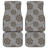 Nautical Wood Steering Wheel Pattern Front And Back Car Mats