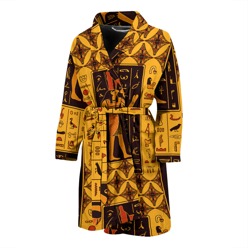 Egypt Hieroglyphics Pattern Print Design 05 Men's Bathrobe