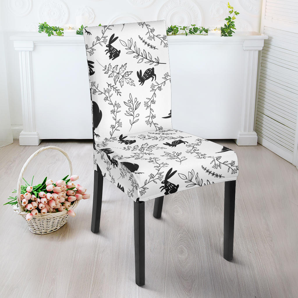 Crows Floral Wreath Rabbit Pattern Dining Chair Slipcover