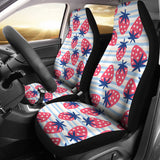 Strawberry Pattern Blue Lines Background  Universal Fit Car Seat Covers