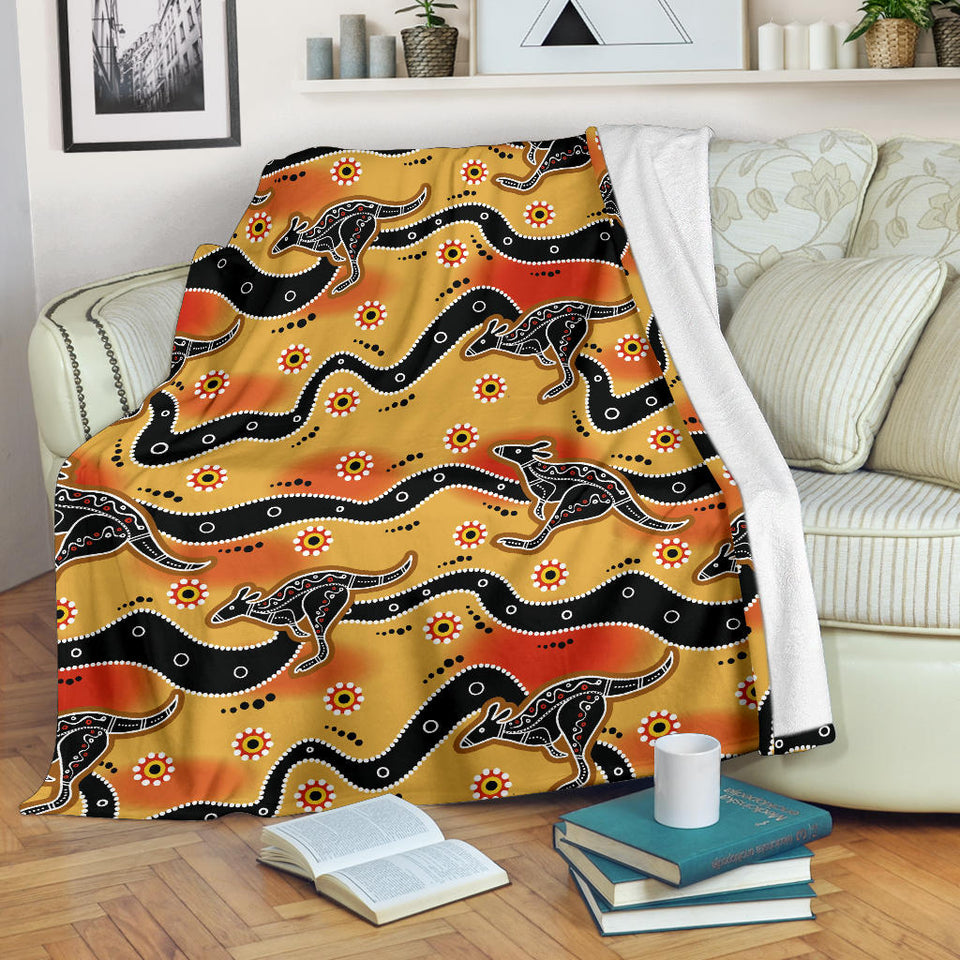 Kangaroo Australian Aboriginal Art Pattern Premium Blanket