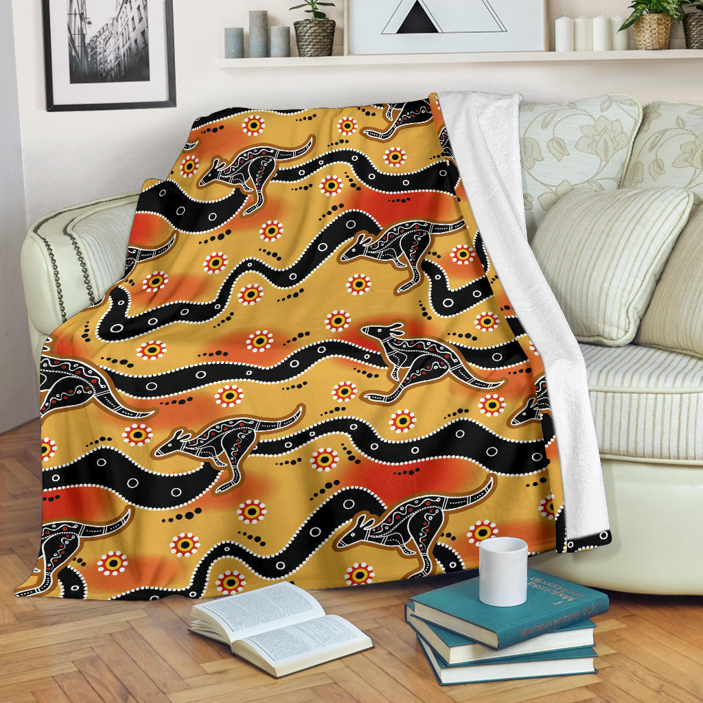 Kangaroo Australian Aboriginal Art Pattern Premium Blanket