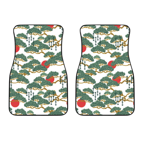 Bonsai Red Sun Japanese Pattern  Front Car Mats