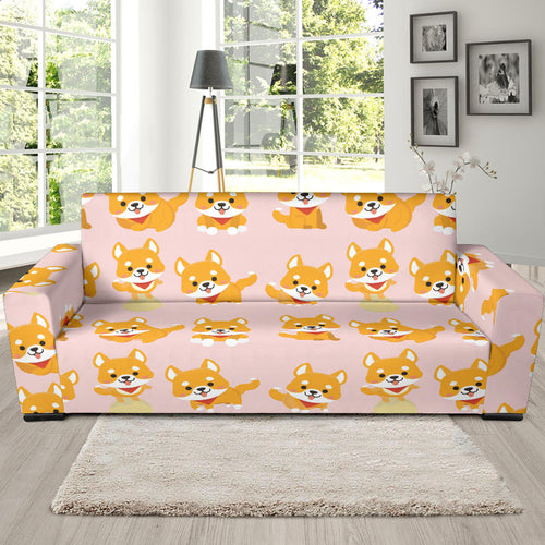 Cute Shiba Inu Dog Pattern  Sofa Slipcover