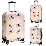 Cute Bee Flower Pattern Pink Background Luggage Covers