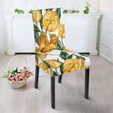 Yellow Tulips Pattern Dining Chair Slipcover