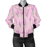 Lavender Pattern Pink Background Women'S Bomber Jacket