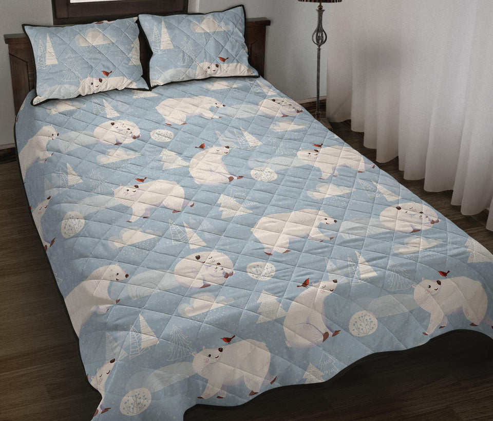 Cute polar bears Christmas decoration pattern Quilt Bed Set