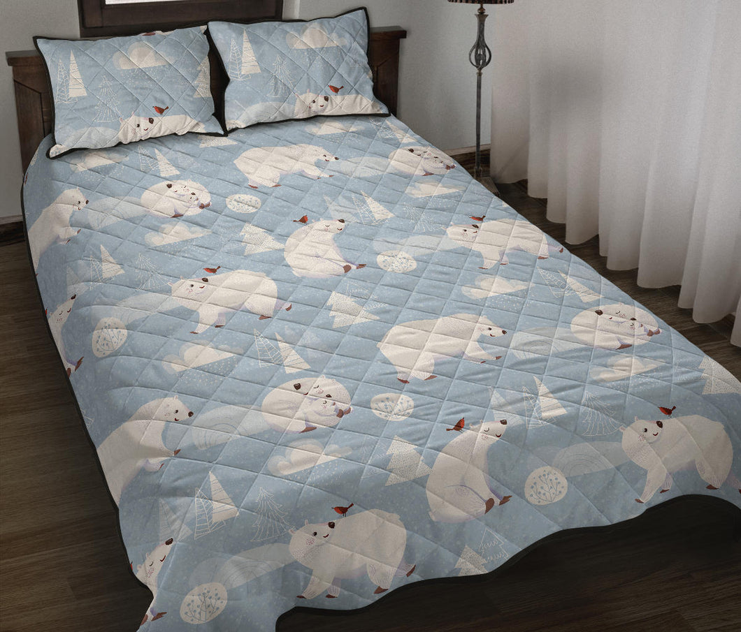 Cute polar bears Christmas decoration pattern Quilt Bed Set
