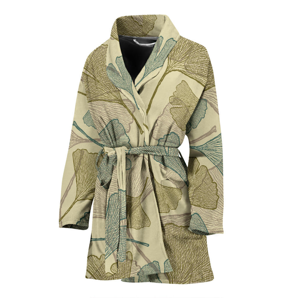 Ginkgo Leaves Design Pattern Women'S Bathrobe