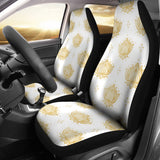 Gold Ornamental Lotue Waterlily Symbol Pattern Universal Fit Car Seat Covers