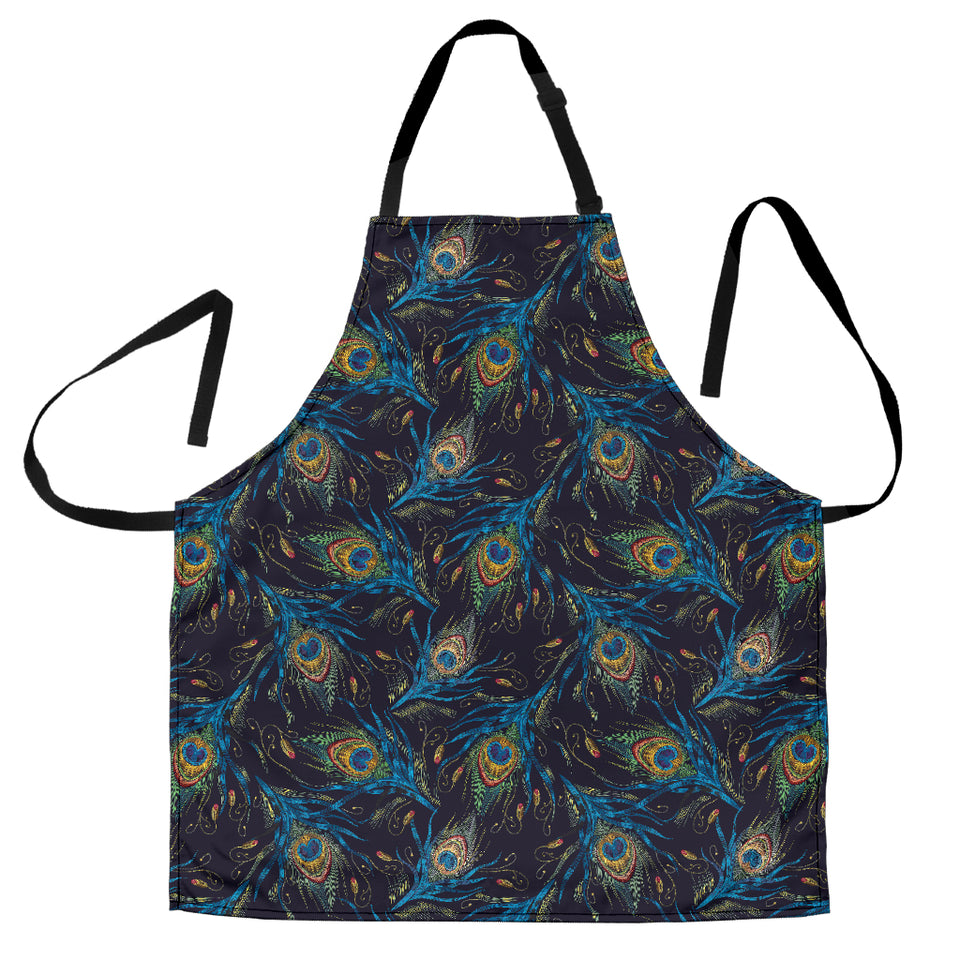 Beautiful Peacock Feather Pattern Adjustable Apron