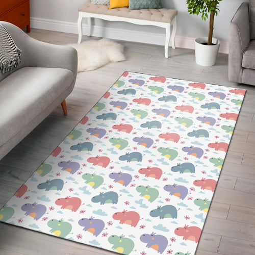 Hippopotamus Pattern Print Design 03 Area Rug