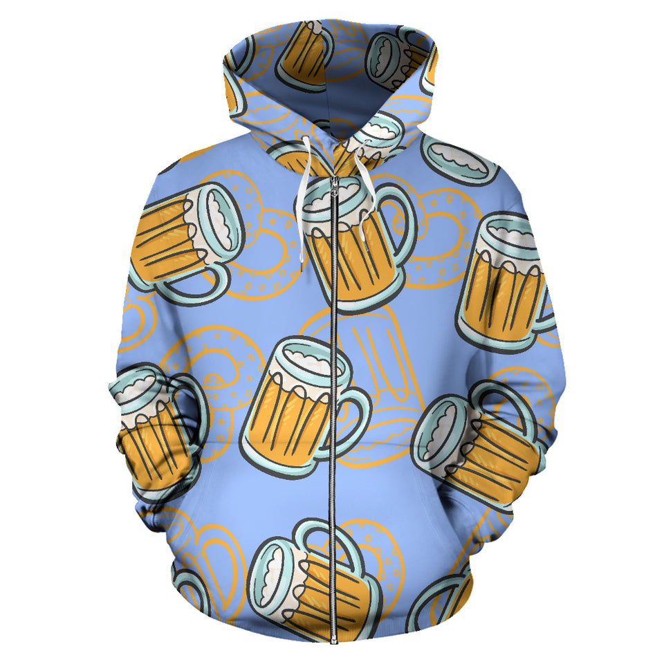 Beer Pattern Zip Up Hoodie