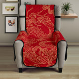 Gold dragons red background Chair Cover Protector