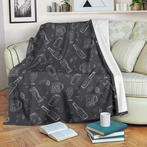Beer Hand Drawn Pattern Premium Blanket