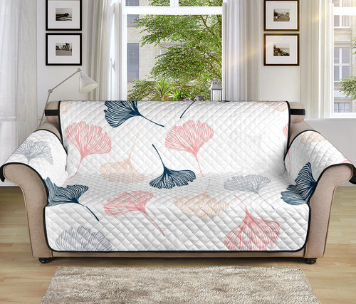 Black Gray Cream coral ginkgo leaves pattern Sofa Cover Protector
