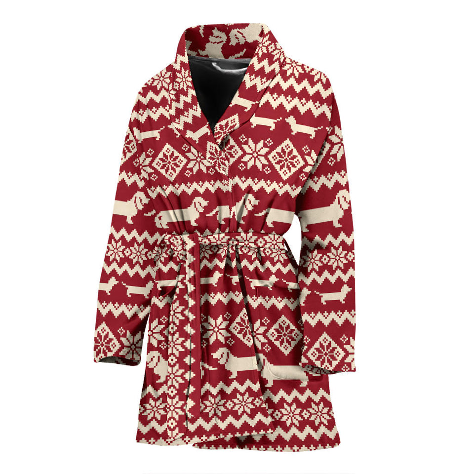 Dachshund Nordic Pattern Women'S Bathrobe