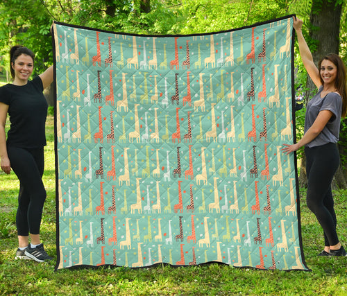 Giraffe Pattern Print Design 01 Premium Quilt
