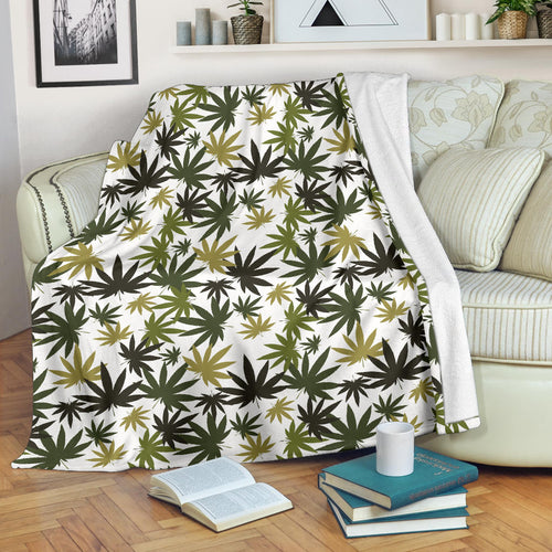 Canabis Marijuana Weed Pattern Print Design 05 Premium Blanket