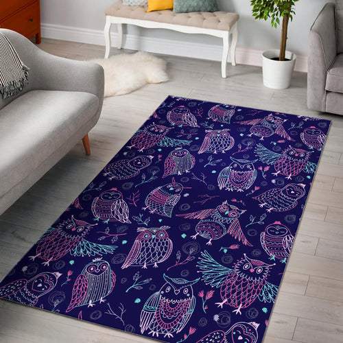 Cute Owls Pattern Boho Style Ornament Area Rug