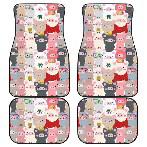 Pig Pattern Print Design 02 Front and Back Car Mats