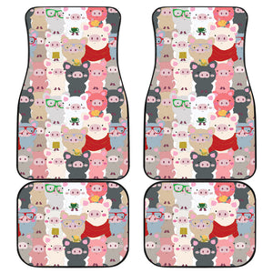 Pig Pattern Print Design 02 Front and Back Car Mats