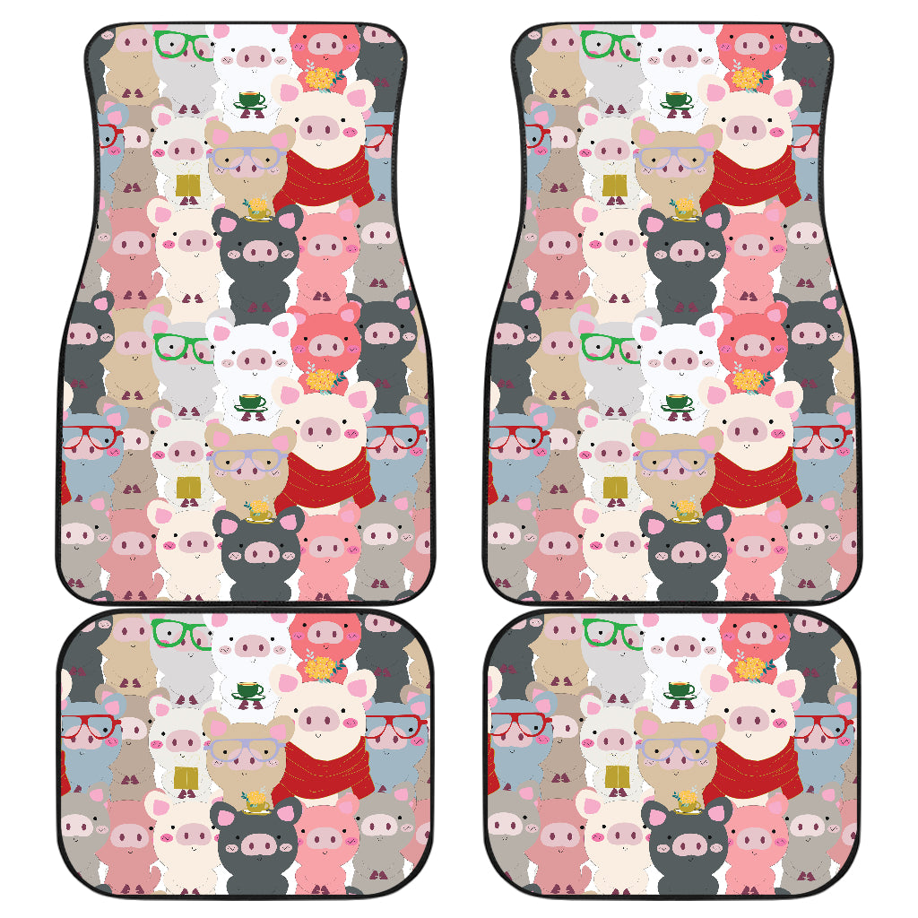 Pig Pattern Print Design 02 Front and Back Car Mats