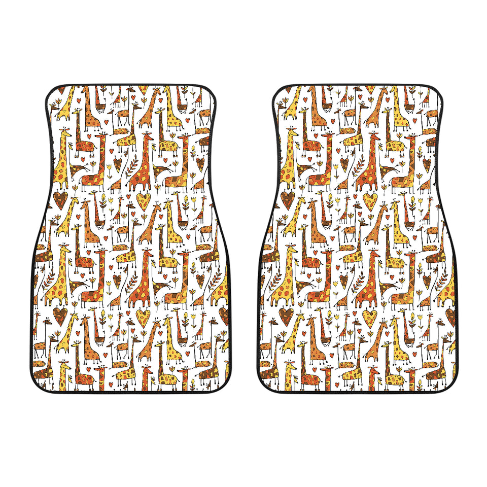 Giraffe Pattern Print Design 04 Front Car Mats