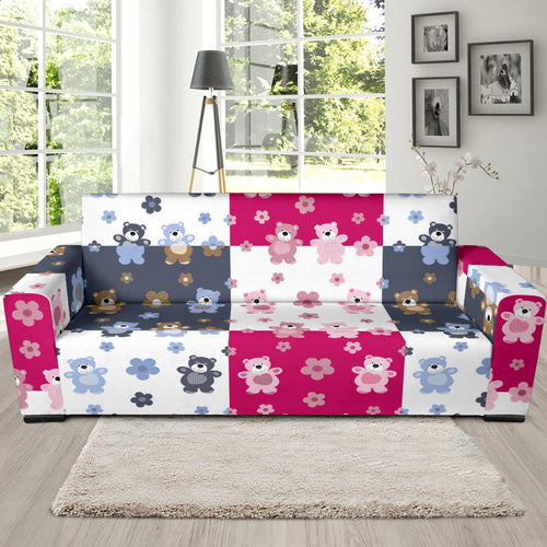 Teddy Bear Pattern Print Design 03  Sofa Slipcover