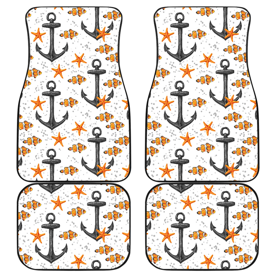 Clown Fish Pattern Print Design 02 Front and Back Car Mats