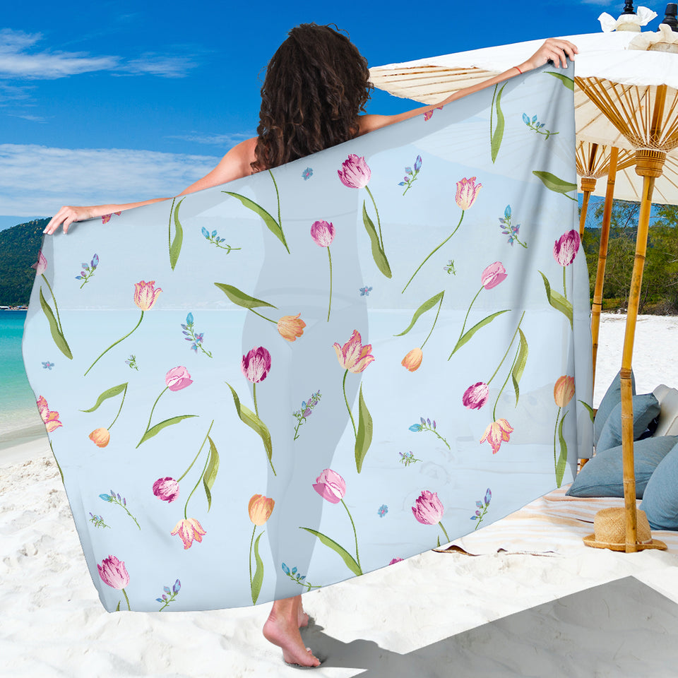 Watercolor Tulips Pattern Sarong
